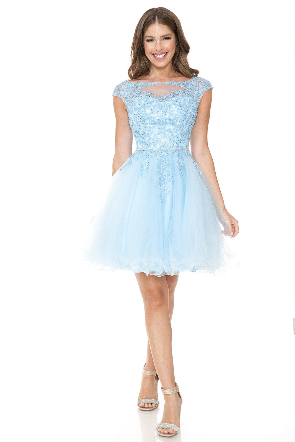Sweetheart Embroidered Embellished Short Dress