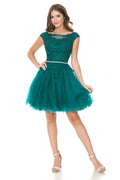 Sweetheart Embroidered Embellished Short Dress