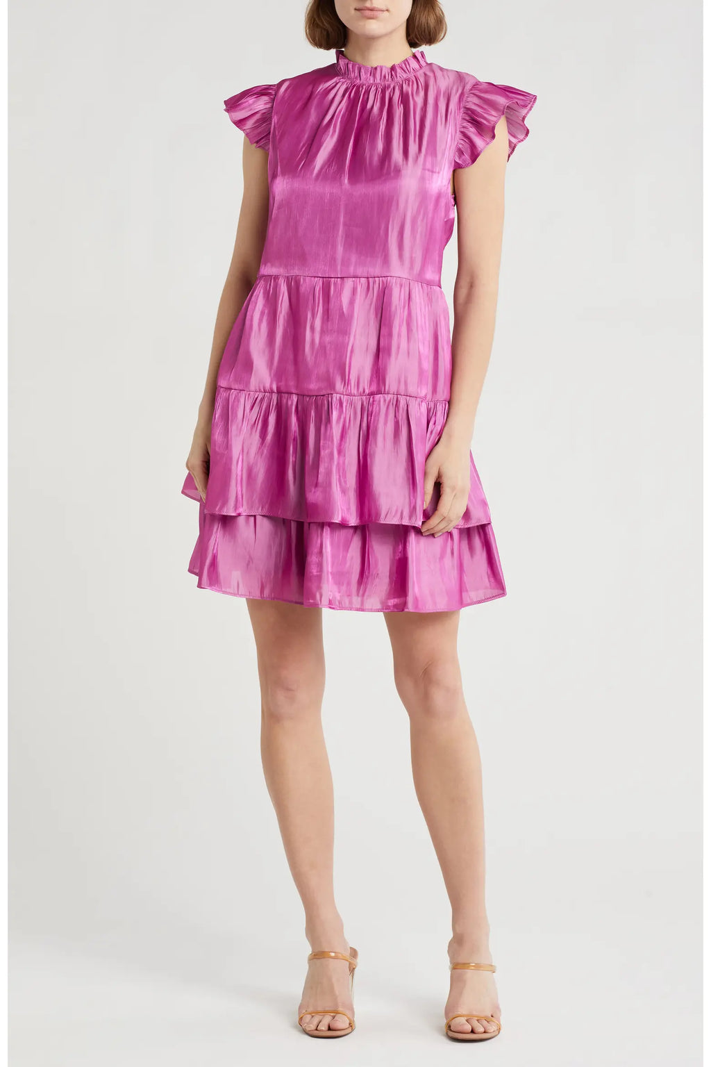 Tiered Flutter Sleeve Short Dress