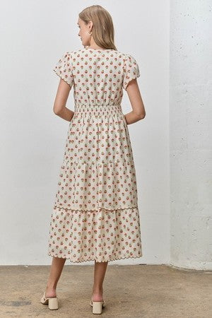 Floral Print Tiered Midi Dress