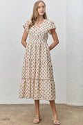 Floral Print Tiered Midi Dress