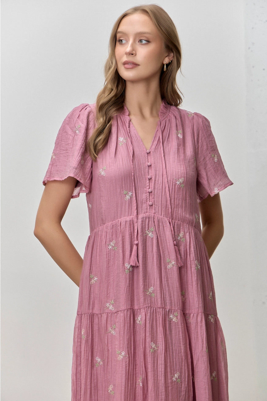 Floral Embroidered Midi Dress