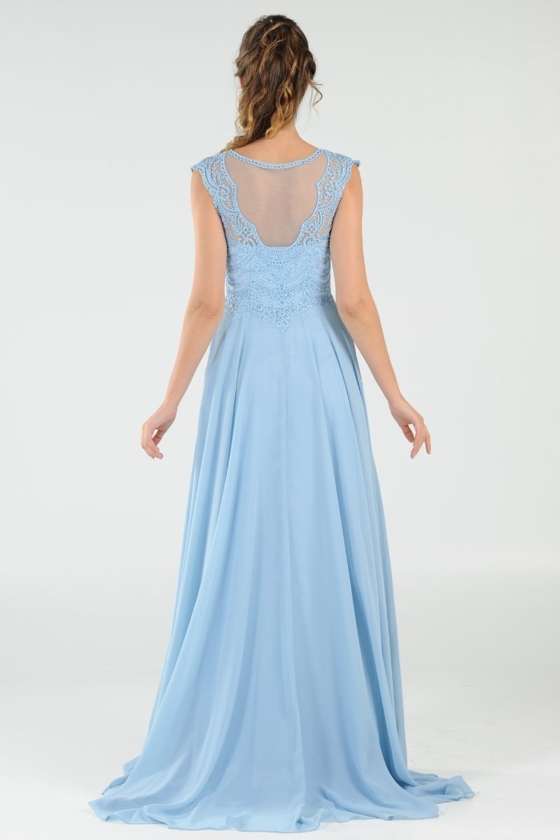 Chiffon Long Flowing Dress Embellished Top