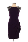Xscape Purple Pencil Dress with gem detail shoulders