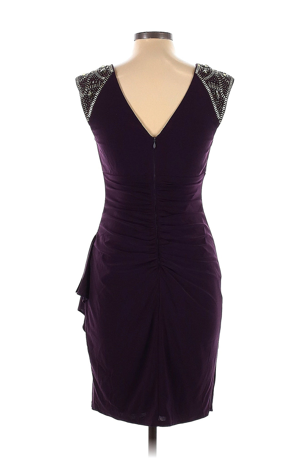 Xscape Purple Pencil Dress with gem detail shoulders